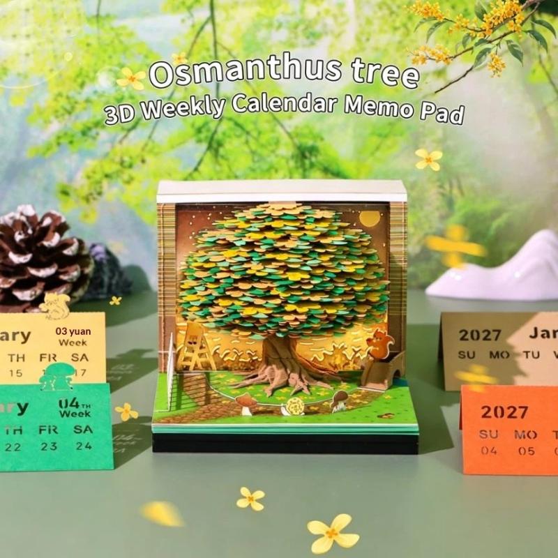 2027 Calendar with Built-in LED Light and 3D Tear-away for Enhanced Office Decor