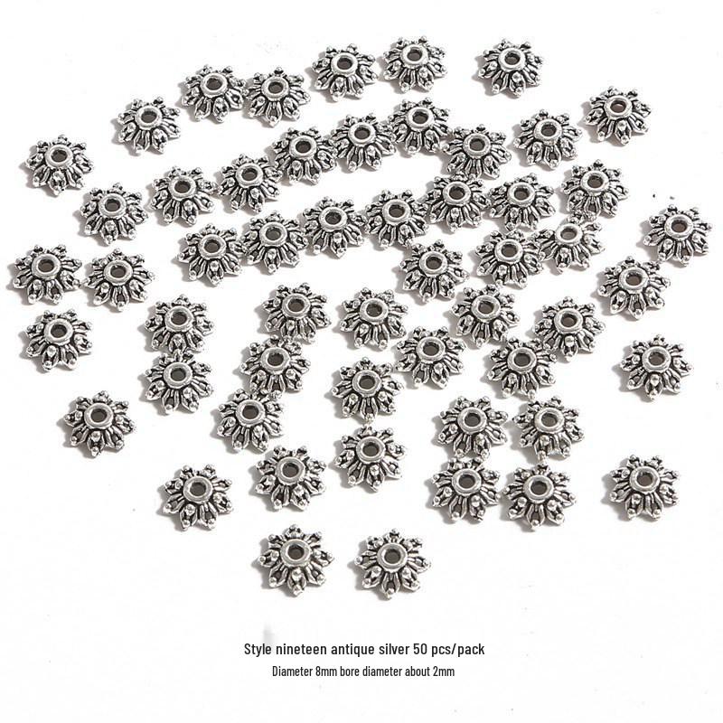 Handmade Antique Silver Flower Spacer Beads for DIY Bracelets & Hair Accessories
