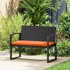 Two-Seater Rattan Garden Bench - Orange