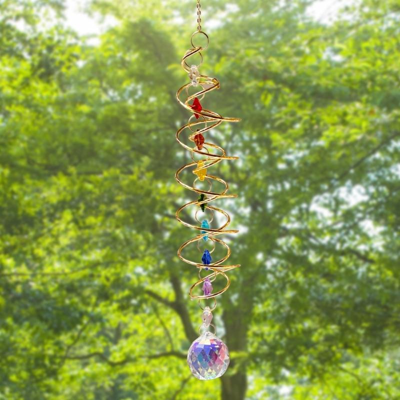 Suncatchers Wind Chimes Gazing Spiraling Tail Crystal Decorative Wind Chimes Suncatchers Crystals Hanging for Garden