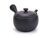 Y4081 Tokoname Ware Black Clay Plain Teapot with Premium Tea Strainer Made In Japan One-Piece (Basket Mesh), 580cc,