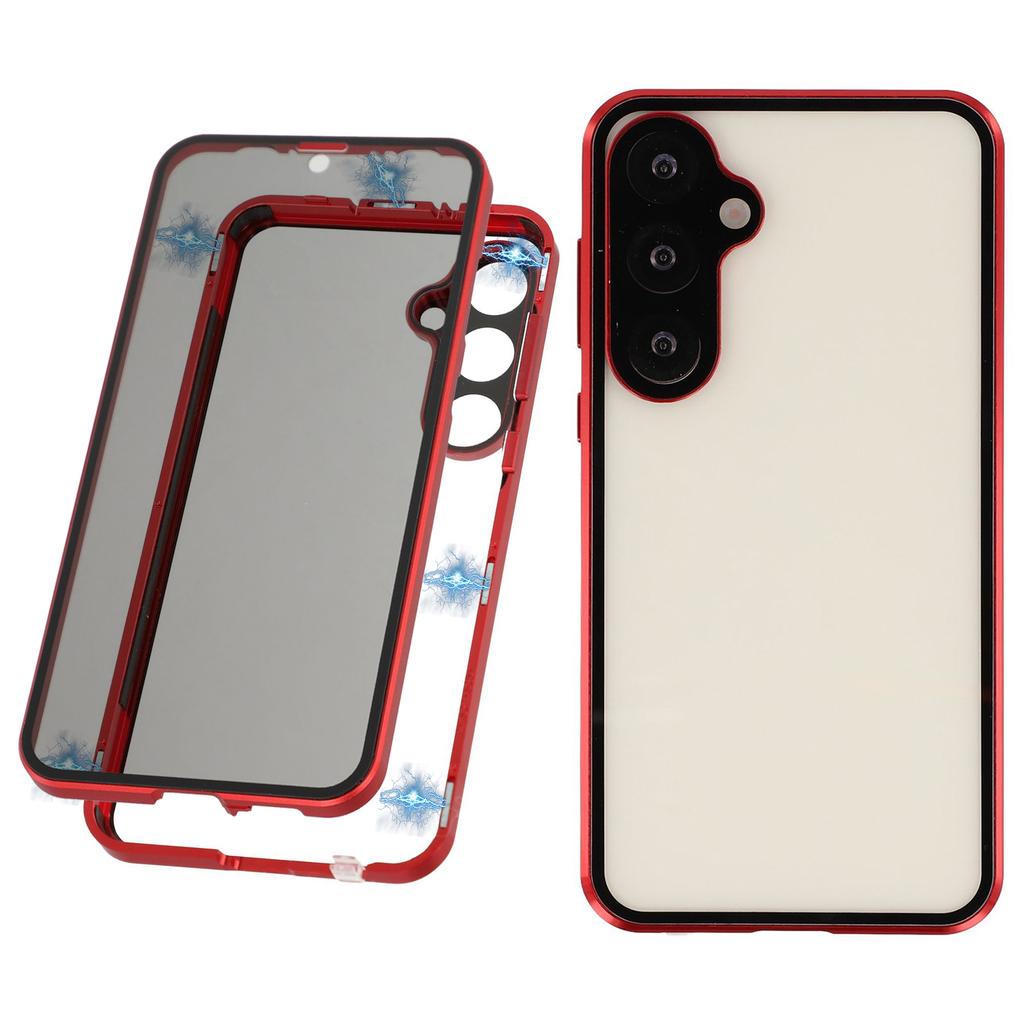 For Samsung Galaxy S25+/S24+ Case with Anti-Spy Screen Protector/Lens Film Tempered Glass Metal Phone Cover Magnetic Clasp