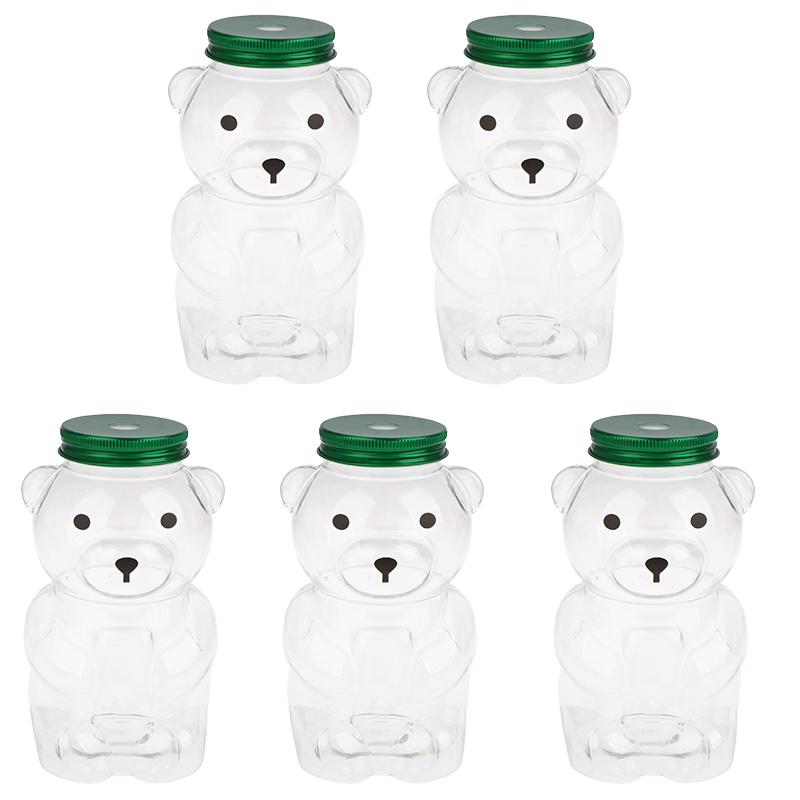 500ml Tragbare Cartoon-Bären Transparente Flaschen Klare Milchtee Kaffee Flasche Für Bubble Tea Saft Milchshake Partyzubehör
