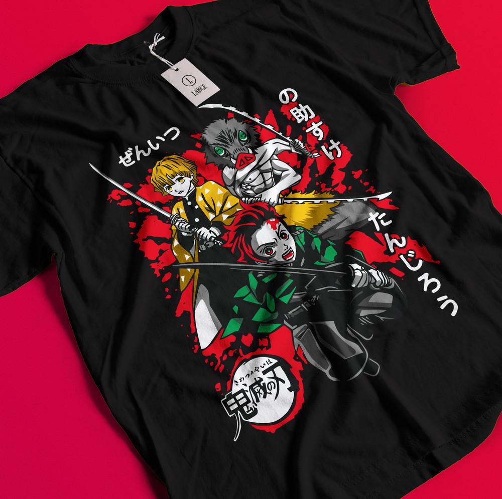 Demon Slayer Shirt Tanjiro Tshirt Nezuko T-Shirt Muzan Doma Tee Inosuke Zenitsu AA17