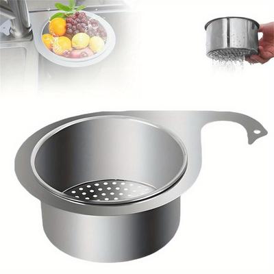 1Pc Swan Drainage Basket | Undermount Kitchen Sink Organizer with Space-Saving Countertop Drain, Easy-Clean Stainless Steel, Rustresistant Material
