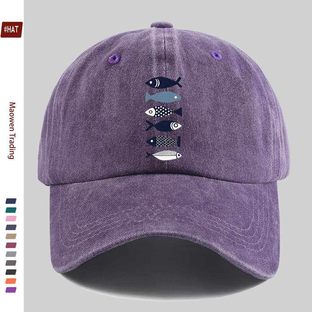 Pc Cartoon Fish Print Baseball Cap Trucker Sun Hat Comfortable Lightweight Papa Hat Dad Mom Beach Party Decor Hat Street Sk