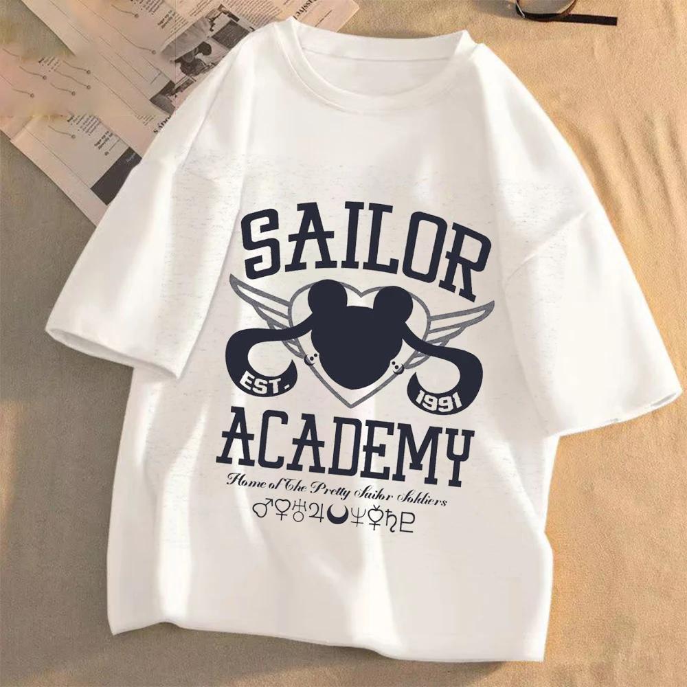 Sailor Moon Women Anime Casual T-shirt Summer Adult Cartoon Cute Tees Round Neck Printed Clothing Short Sleeve Fashion Tops Gift