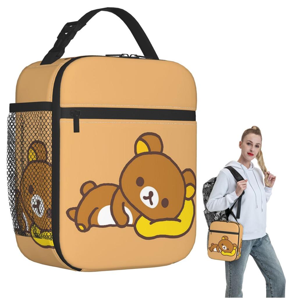 Rilakkuma Isolierte Lunchtasche für Damen Kinder Tragbar Lebensmittelboxen Thermische Lunchbox Tragetasche