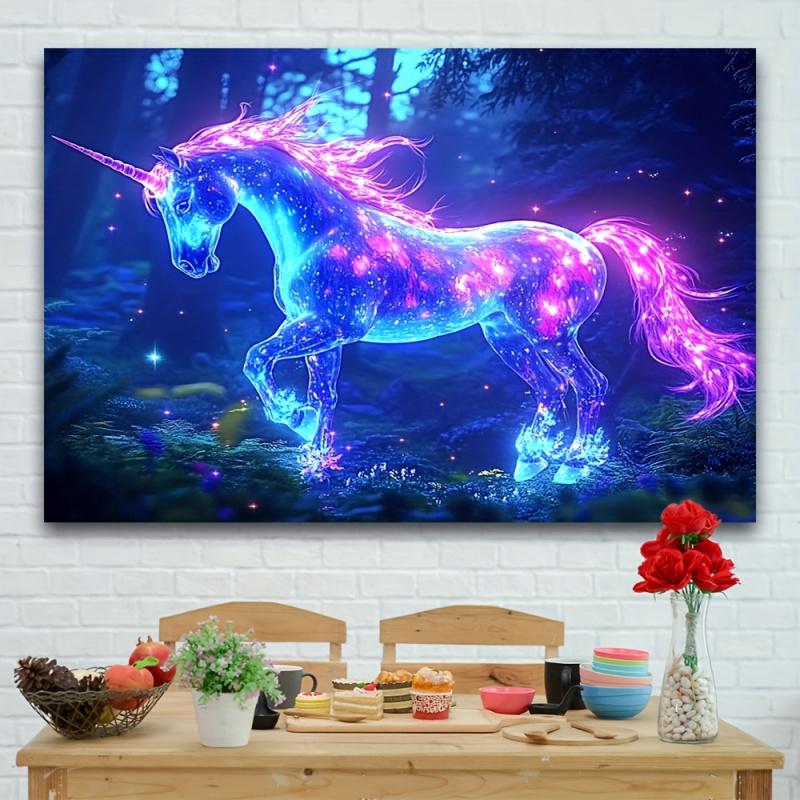 VIKAMA Neon Unicorn Tapestry Magic Forest Wall Hanging Childrens Room I Am Dormitory Aesthetic Home Decoration