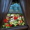 Floral Pattern Pvc Static Cling Window Film With Removable Design For Living Room Decor