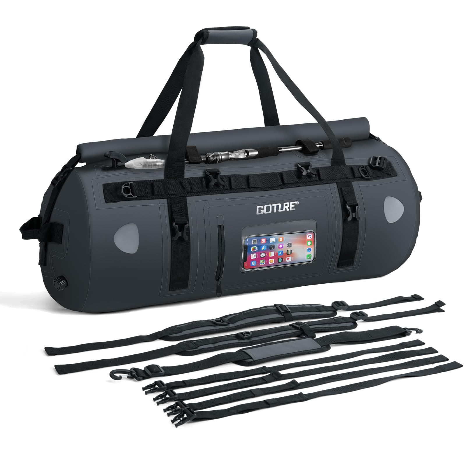 

GOTURE Motorcycle Seat Bag IPX6 Touring Camping Shoulder Reflective Drum Touring Seat Outdoor [60L, Waterproof] Bag, & Touring, Strap, Tape, One-Touch