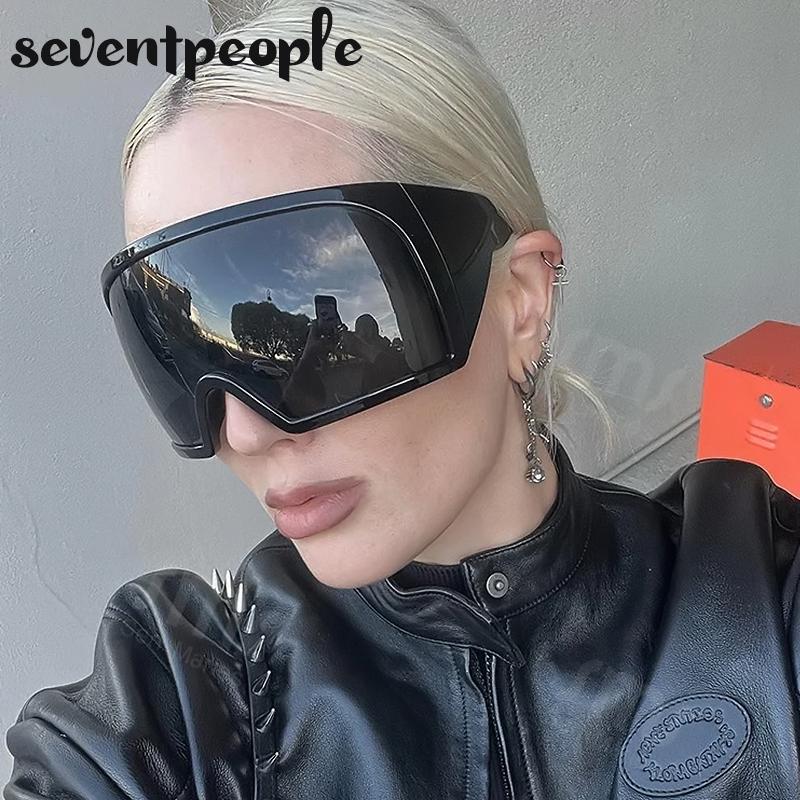 Oversized Punk Sunglasses Women Luxury Brand Designer Sports Sun Glasses For Men Fashion One-Piece Sunglass Outdoor Sport Goggle