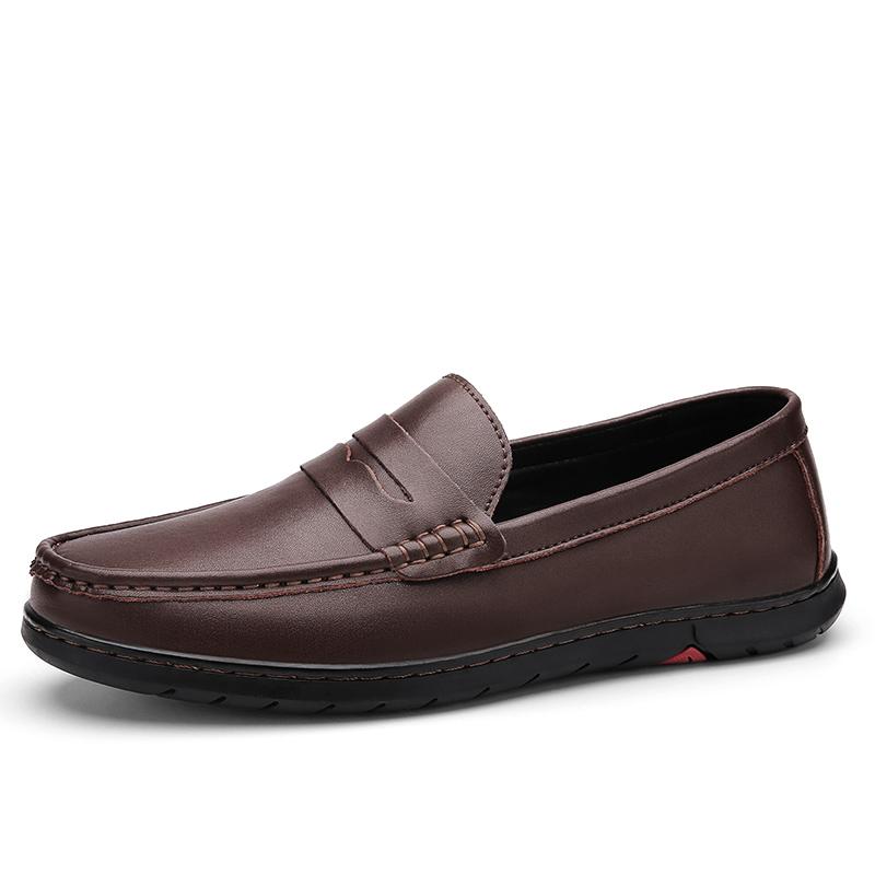 

Кожаная Мужская Повседневная Обувь 2025 Весна Осень Винтажные Мужские Лоферы Модные Балетки Слипоны Мягкая Мужская Обувь для Вождения Zapatillas Hombre 38 коричневый