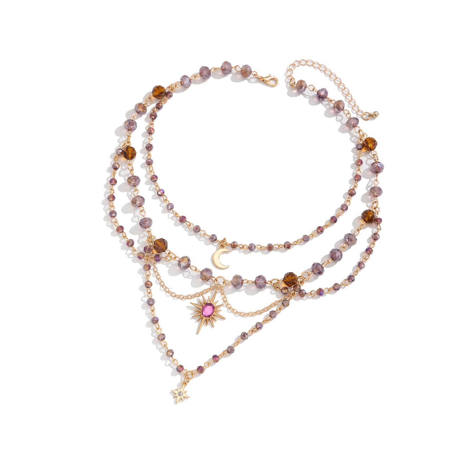 

Необычное ожерелье с кисточками в виде луны, ожерелье-чокер с бахромой из имитации хрустальных бусин, удобное в носке, сплавная цепочка для ключицы