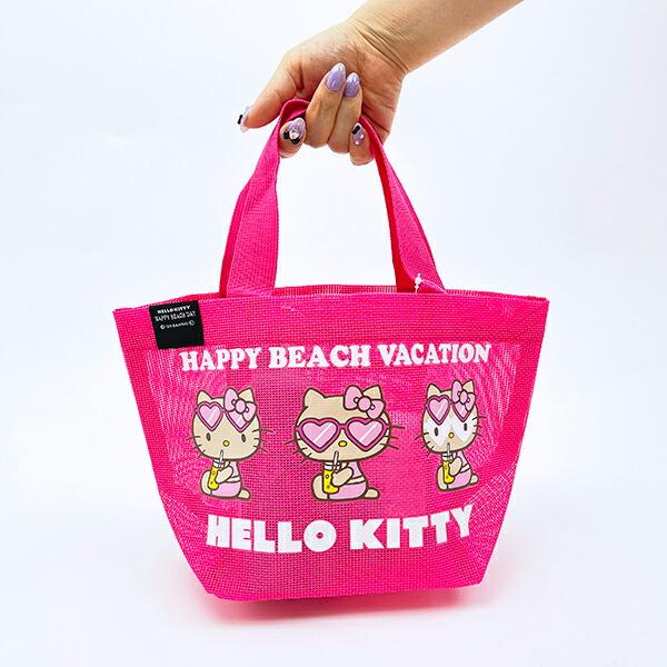 Official Sanrio Japan Licensed Hello Kitty Tanning Mesh Mini Beach Tote Bag – Summer Mesh Handbag