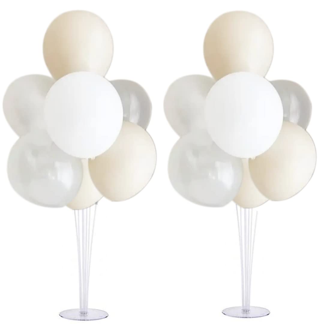 

Set of 2 Balloon Stands and Balloons, Perfect for Christmas, Birthdays, Weddings, and Parties, in Simple, Natural Colors (Natural White)