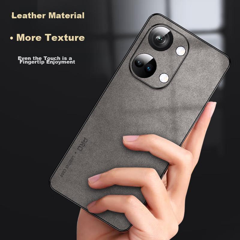 OnePlus ACE2V Phone Case, 1+ ACE2v Protective Cover, Shockproof, Full Lens Protection, Soft, Simple Luxury Silicone Outer Case,n, Leather Cover, Black