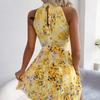 BITCED Women's Summer Sleeveless Floral Hanging Neck Waist Dresses
