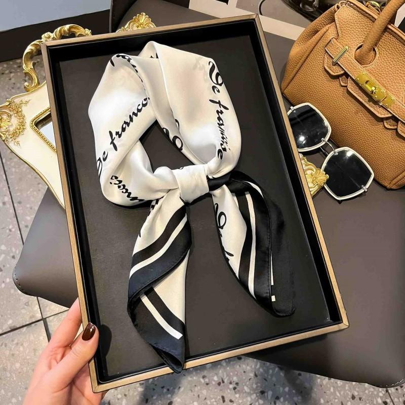 70cm Square Silk-Like Scarf Women Lightweight Fashion Accessory Office Chic Neck Wrap Stylish Print Design