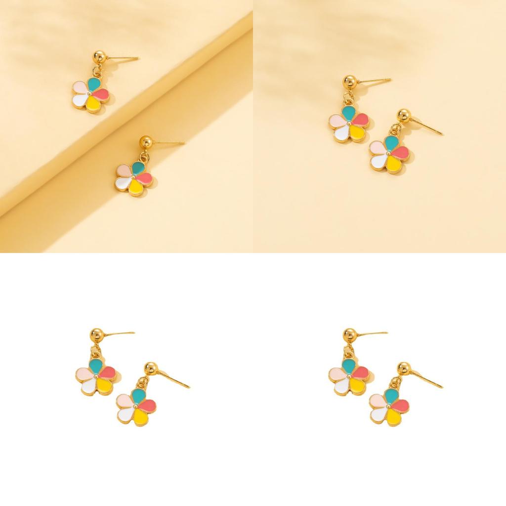 Chic Colorful Flower Earrings Exquisite Plated Alloy Women's Accessories