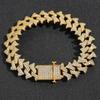 European American 18mm Thorn Hip Hop Men's Spring Buckle Cuban Bracelet Rhodium Plated Trendy Personalized Full Diamond Zircon