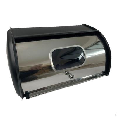 Bread Bin with Roll Lid Box Rustic for Countertop, Keeper Farmhouse, Coffee Shop