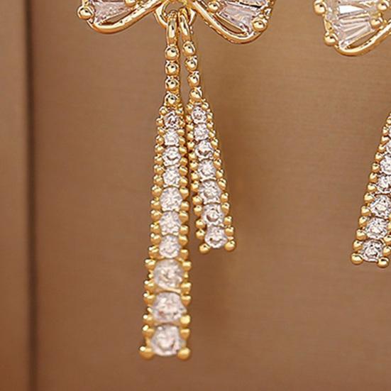 1 Pair Women Earrings Sparkling Rhinestones Bowknot Shape Drop Earrings Fine Craftsmanship Stud Earrings Jewelry Set