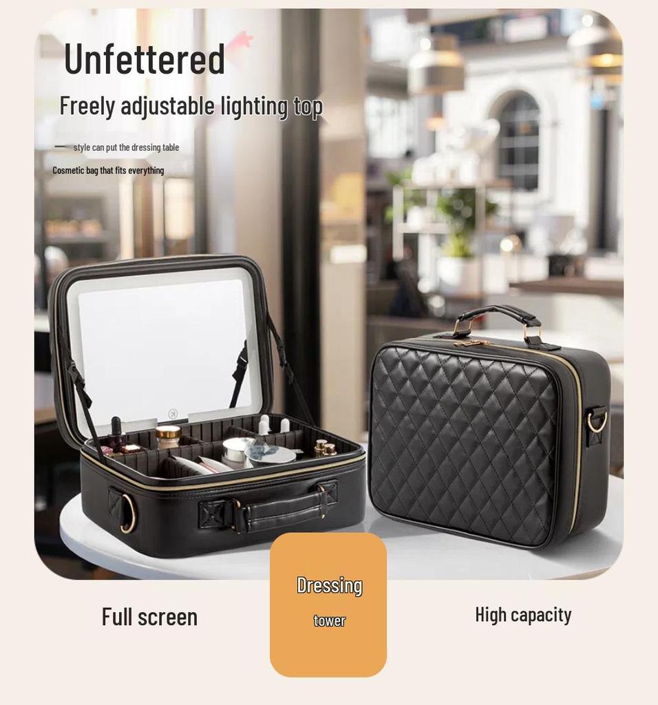 High-Quality LED Light Makeup Bag with Detachable Large-Capacity Cosmetic Storage