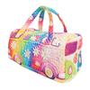 Quilted Duffle Bag Polyester Retro Floral Style Weekender Travel Bag for Picnic Camping Music Festivals Fitness Trips