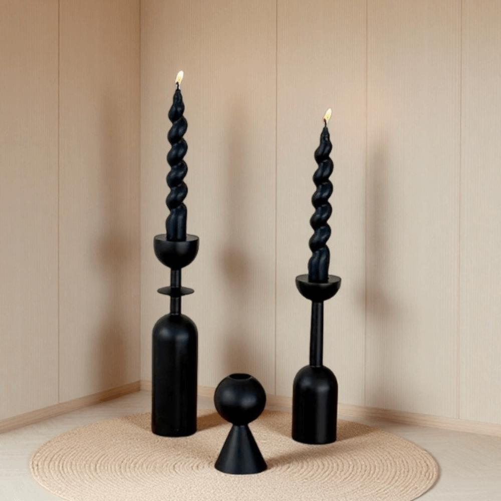 3Pcs/Set Vintage Candlestick Ornament Minimalist Candelabra Wooden Candle Holder  Living Room