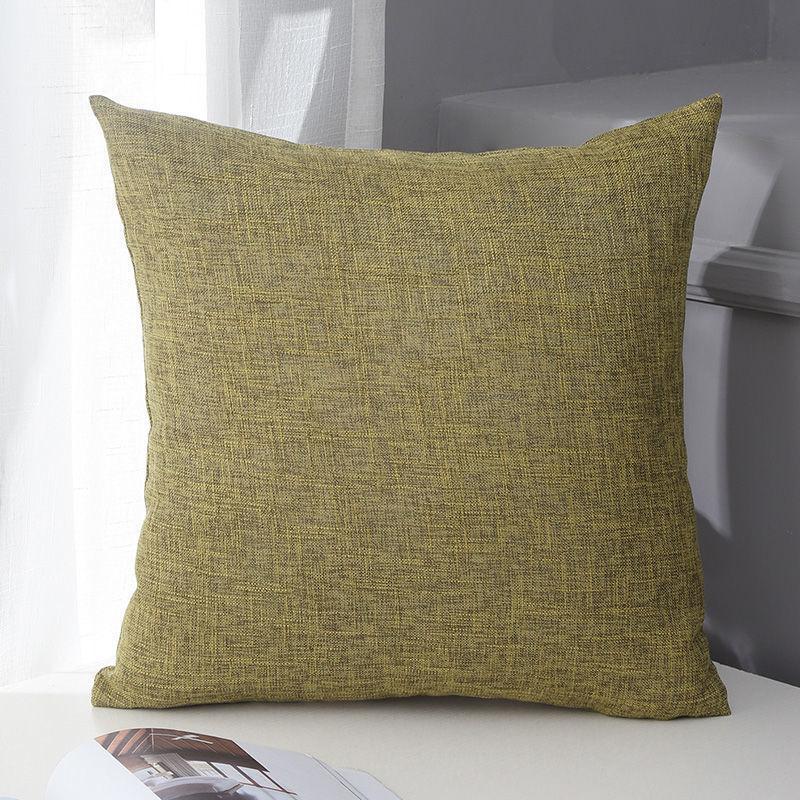 Vintage Minimalist Cotton Linen Cushion Cover Solid Color Chinese Style Boho Pillow for Sofa Office Bedroom Back Support