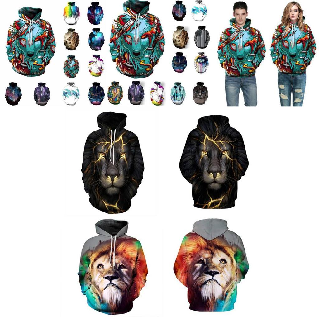 Vibrant Skull Print Digital Pullover Hoodie For Men Comfortable Loose Fit