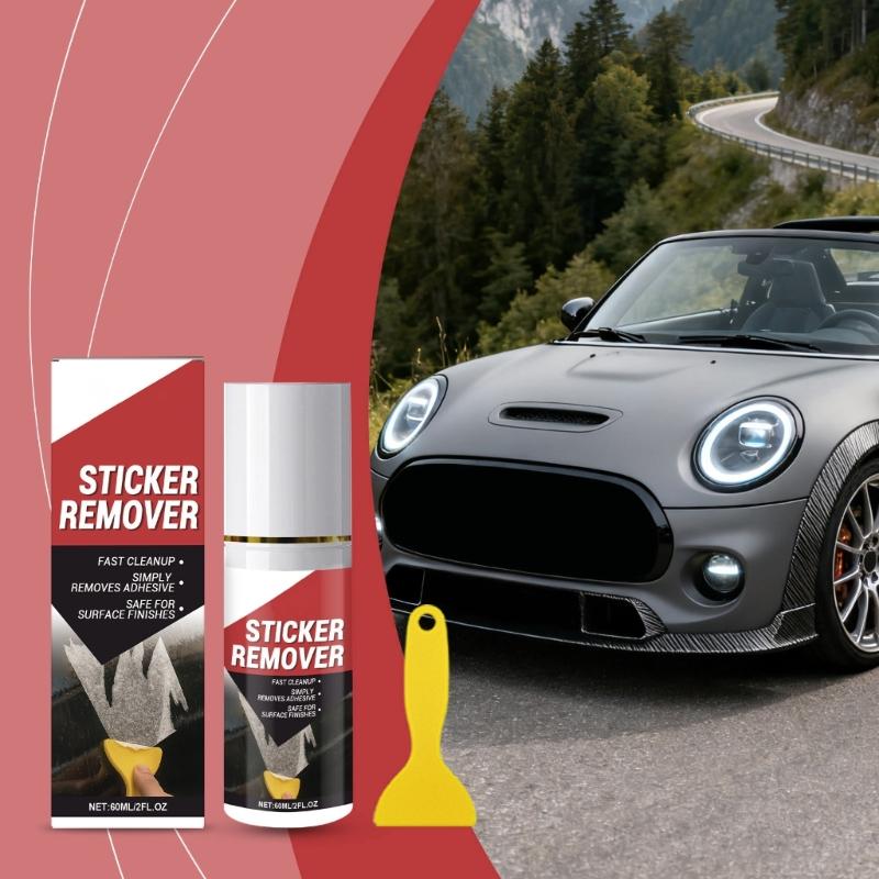 Sticker Remover for Cars 60 Ml with Scraper, Liquid Adhesive Cleaner for Label Cleanup, Tape Cleanup, Glass Trim Detailing and Door Work