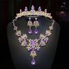 Wedding Accessories Crown Necklace Earring Set High End Look Dance Party Decoration Bride's Jewelry Three Piece Set