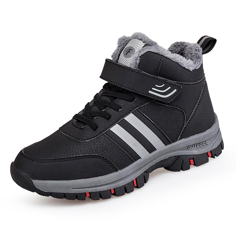 

Outdoor hiking shoes snow boots men s and women s winter Martin boots piled thickened cotton shoes warm men s boots medium tube high top shoes 35 чёрный