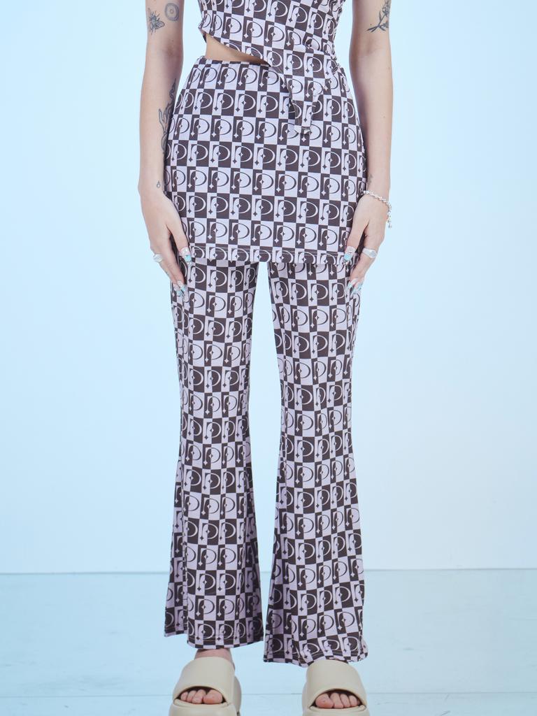 DILETTANTISME Brown Check Mini Skirt