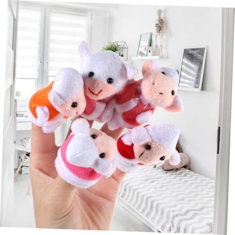 Milisten Wolf and Lambs Finger Puppets Soft Durable Hand Puppets for Interactive Play at Home and School Gifts for Boys and Girls