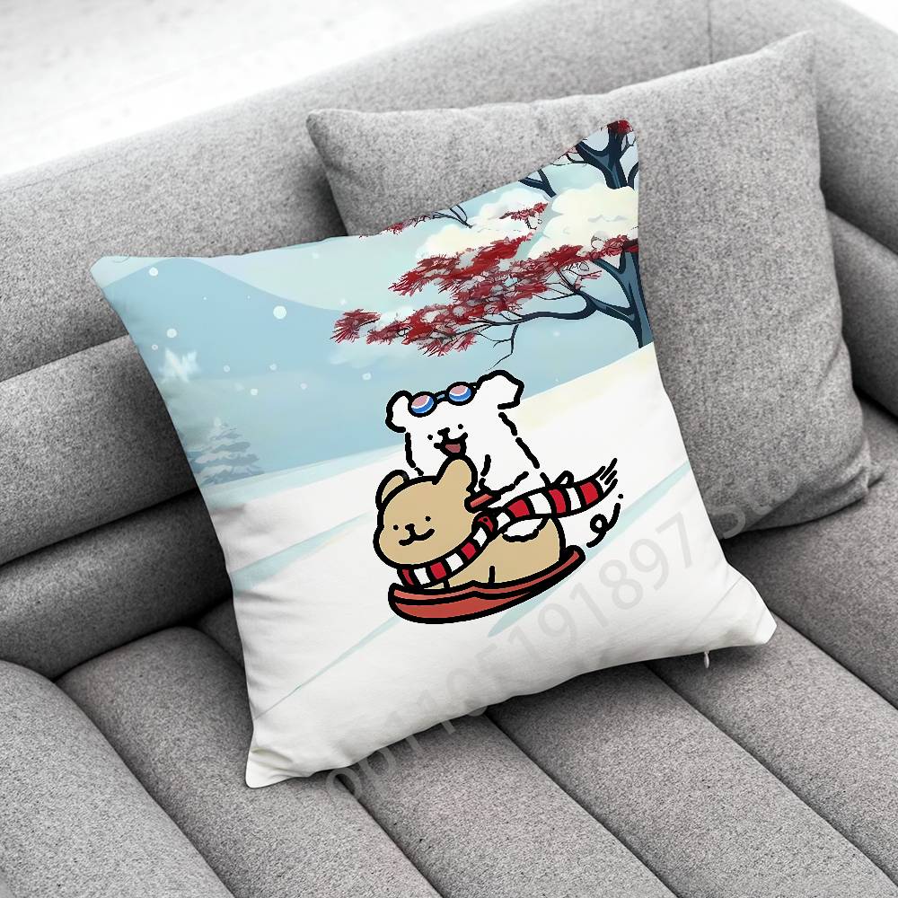 Korea Line Puppy Maltese Dog Throw Pillow Case For 30x30cm 40x40cm 45x45cm 50x50cm 55x55cm Square Sofa Pillowcase Shell