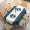 Tovaglia Stampata a Righe Geometriche Moderne Bordo Ondulato in PVC Cuscino Ovale per Scrivania Isolante Resistente allo Sporco Facile da Mantenere Tappetino per Tavoli