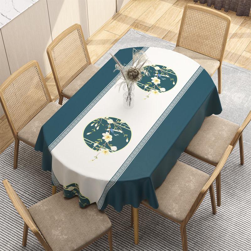 Tovaglia Stampata a Righe Geometriche Moderne Bordo Ondulato in PVC Cuscino Ovale per Scrivania Isolante Resistente allo Sporco Facile da Mantenere Tappetino per Tavoli
