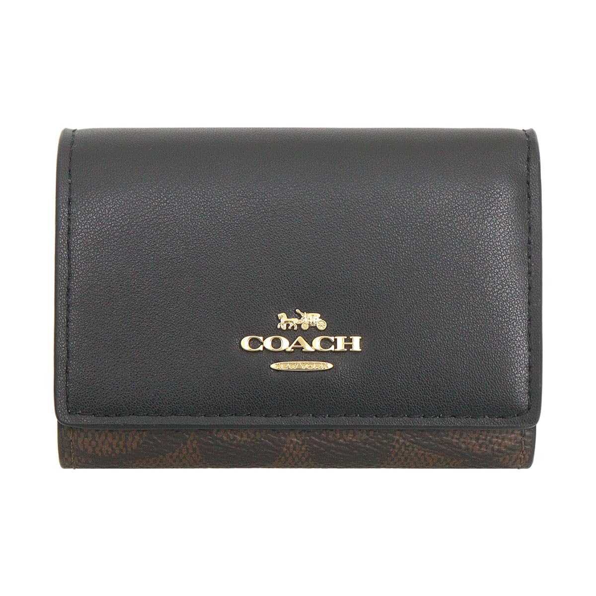 

COACH Wallet FCW804 CW804 Walnut x Black Signature Coated Canvas Leather Micro Billfold Wallet [Coach] (tri-fold wallet) Women s [Outlet Product]