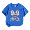 Kids Boys Girls 100% Cotton Crew Neck Short Sleeve T-Shirt, 99 Nights In The Forest Campfire Print Casual Soft Tee for Camping Trip Daily Wear