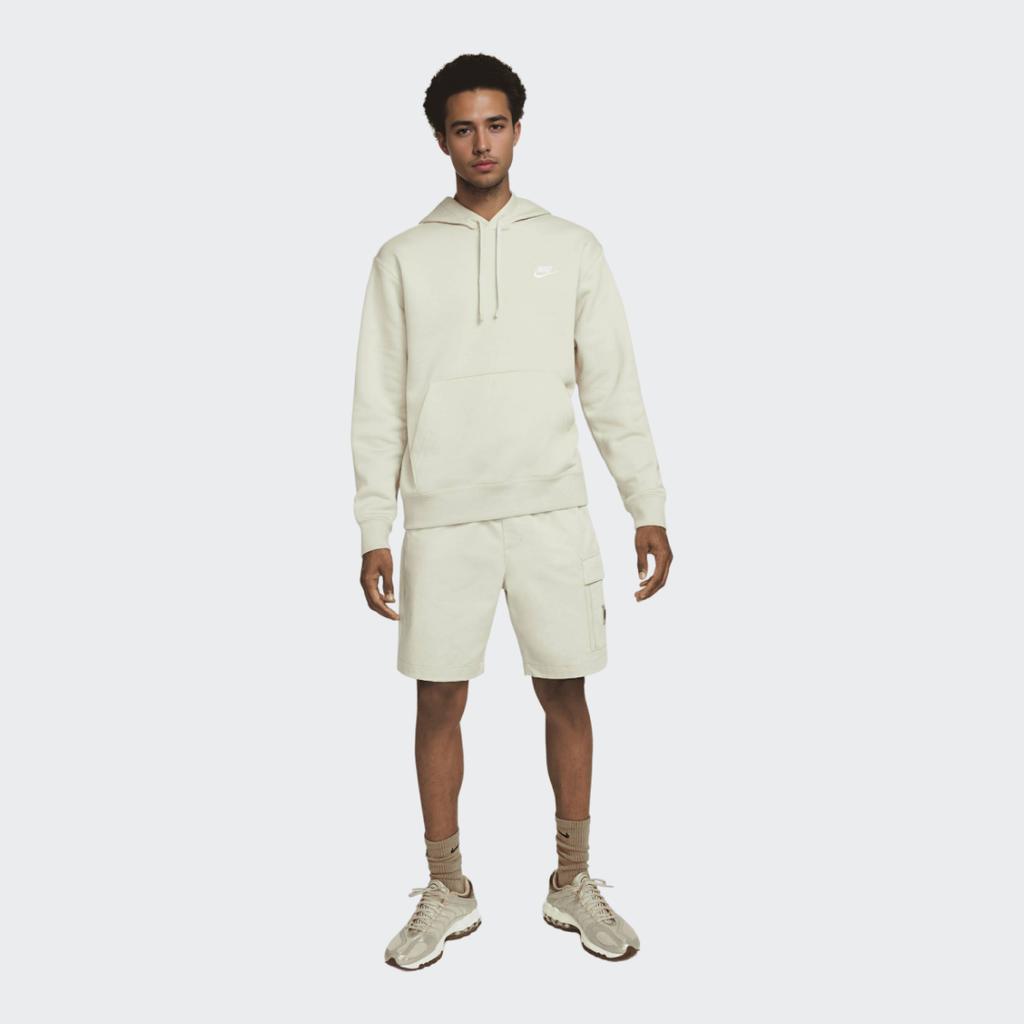Nike Logo Print Drawstring Hoodie With Long Sleeves Men Tops White BV2655-744