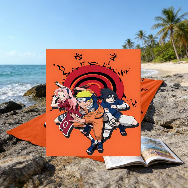 1pc NARUTO (2) Beach Towel, Beach and Seaside Swimming Pool Equipment, Fashion Pattern, Rectangular, Travel Essentials