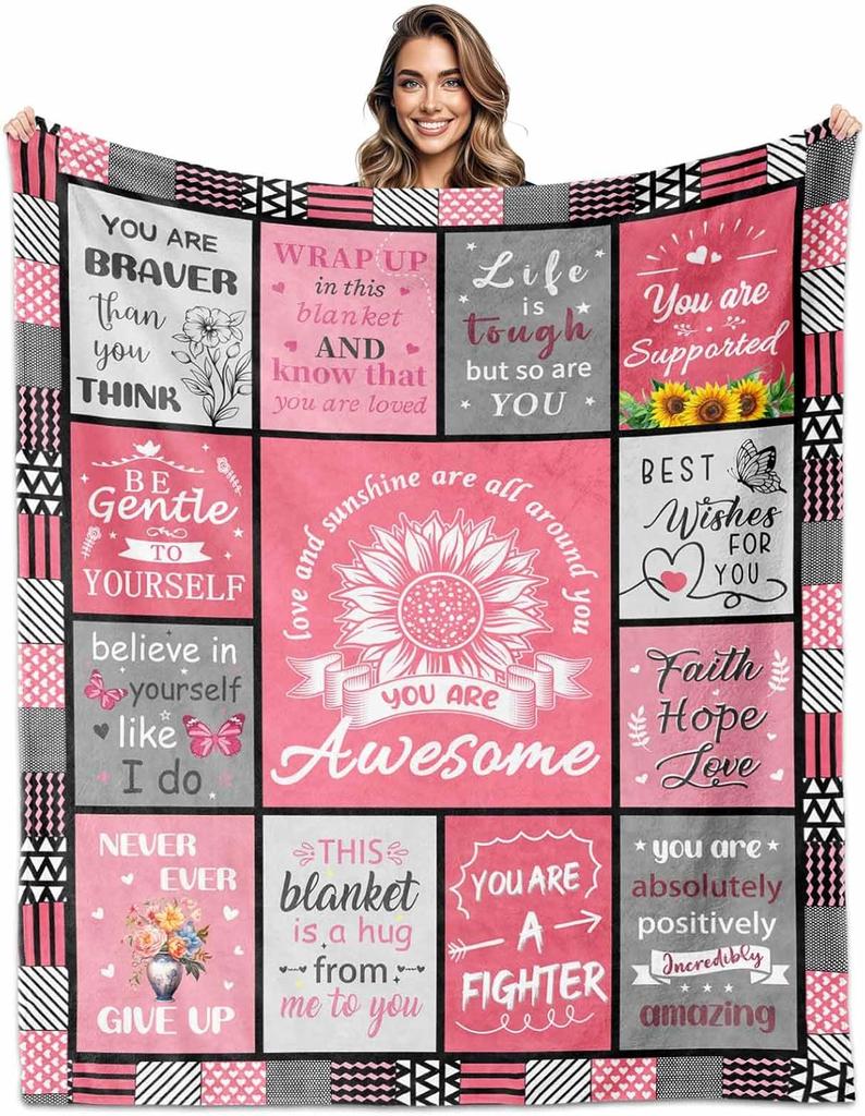 VMREAYR Awesome Blanket Get Well Gift for Women X Inspirational Throw Blanket Encouragement Present