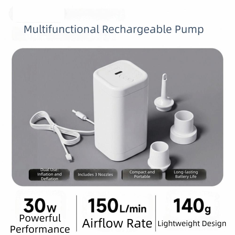 With 3 Nozzles Electric Air Pump Rechargeable Compression Bag Vacuum  Pump  Garden Patio Backyard