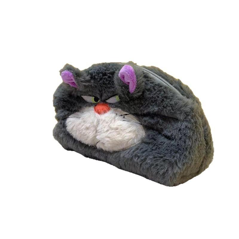 Lucifer Cat Plush Pencil Case With Large Capacity For Kids And Students