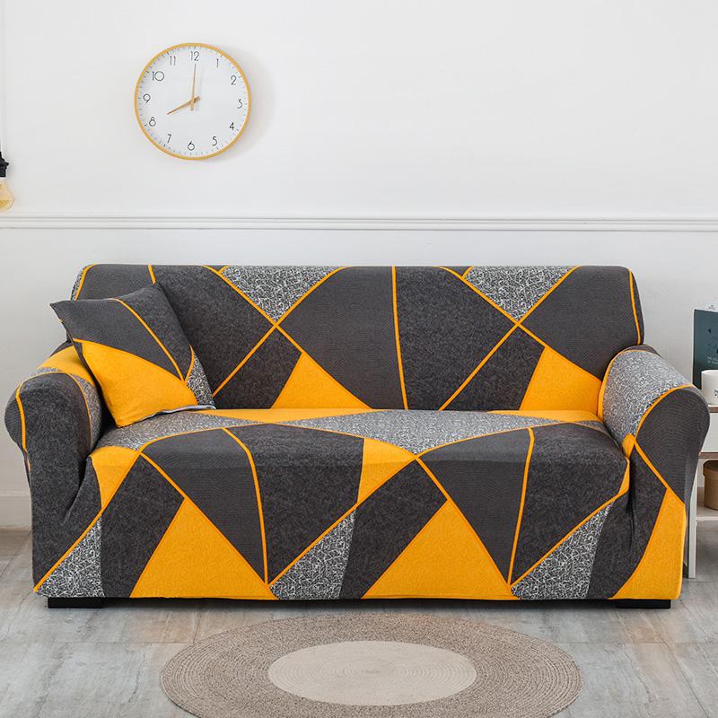 Stretch Sofa Cover Geometry  For Living Room Furniture Protector Couch Cover With Elastic Bottom Sofa Slipcovers For Pets, Kids