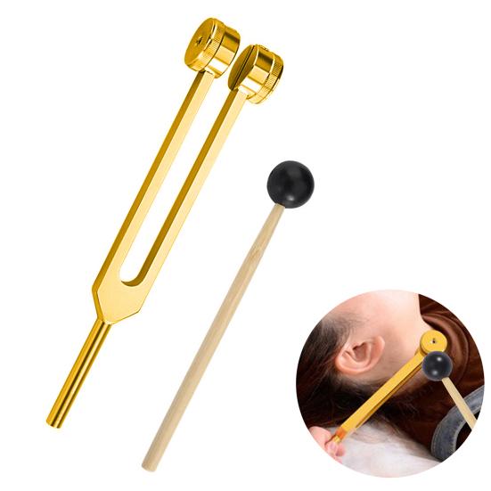 128 Hz ladička kovový zvukový vibrační nástroj pro relaxaci a vnímání těla snadno použitelná ladička s paličkou a úložným sáčkem