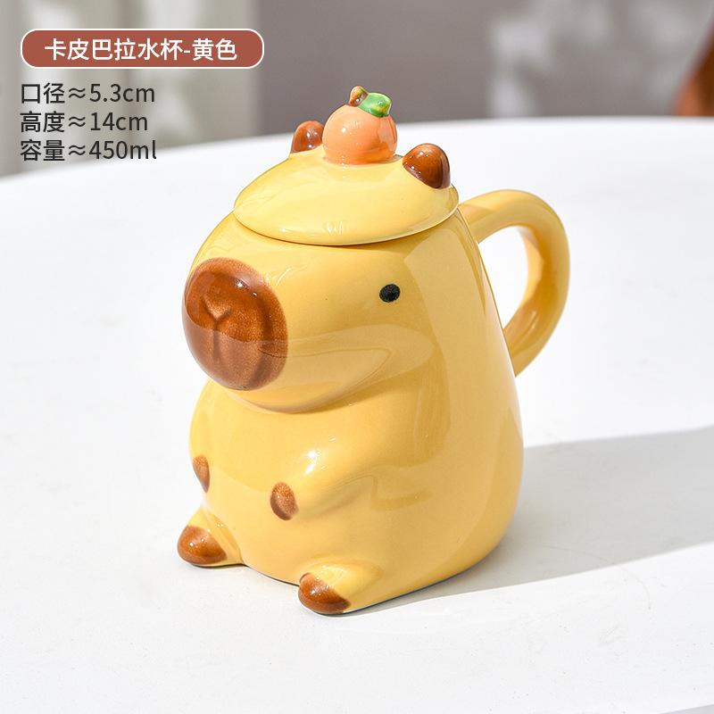 Kapibara Water Cup Cute Capybara Mug Girl Children Cartoon Cute Cup Creative Funny Ceramic Cup 450ml
